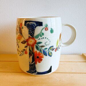 Anthropologie Petal Palette Letter "L" Vintage Mug